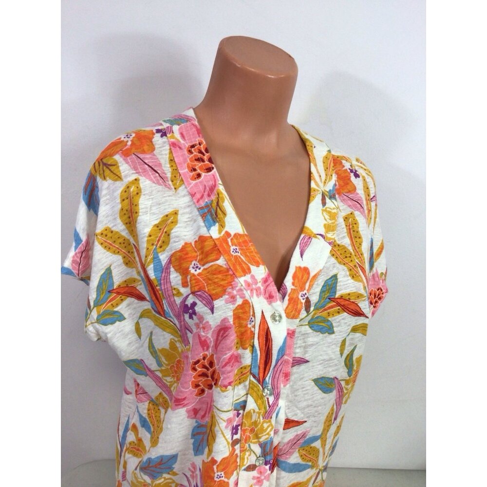 CC California Floral Linen Shirt Womens XL - Picture 3 of 6